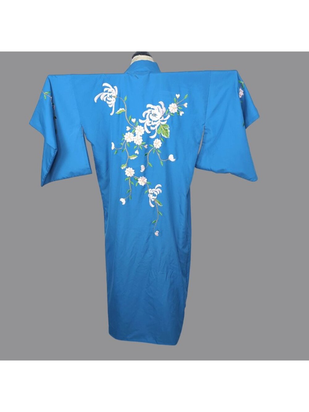 Vintage 80s Kimono Yukata Japanese Small Medium Blue Floral
